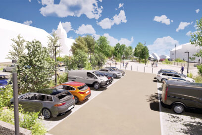 Une vidéo 3D qui donne un aperçu du centre-ville de Guipavas après la fin des travaux de réaménagement du centre-ville. - Agrandir l'image, fenêtre modale