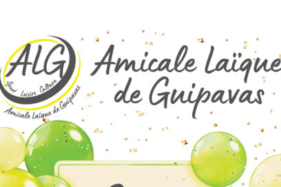 logo de l'amicale laïque de Guipavas avec des dessins de ballons de baudruche pour fêter son anniversaire (60 ans en 2025) - Agrandir l'image, fenêtre modale