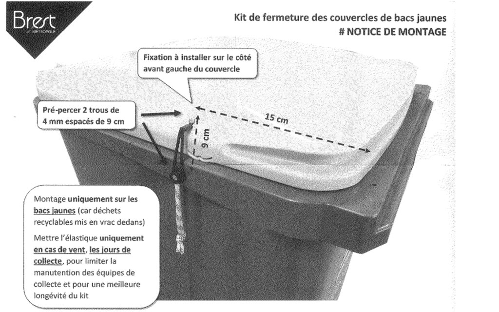 Notice d'installation du kit d'accrochage gratuit pour les bacs de collecte du tri sélectif - Agrandir l'image, fenêtre modale