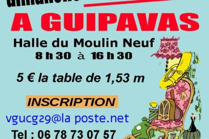Affiche vide-greniers organisé par l'union cycliste guipavasienne le dimanche 25 janvier 2026 de 8h30 à 16h30 au Moulin neuf à Guipavas - Agrandir l'image, fenêtre modale