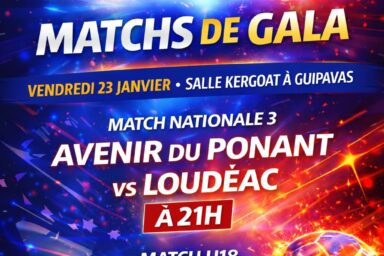 Matchs de gala de handball U18, vendredi 23 janvier 2026 salle Jean Kergoat dès 19h.