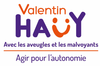 logo de l'association Valentin Haüy le prénom écrit en orange le nom HAÜY en violet avec un sourire à la place du U - Agrandir l'image, fenêtre modale