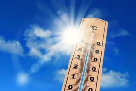 thermomètre, canicule, ciel bleu, soleil